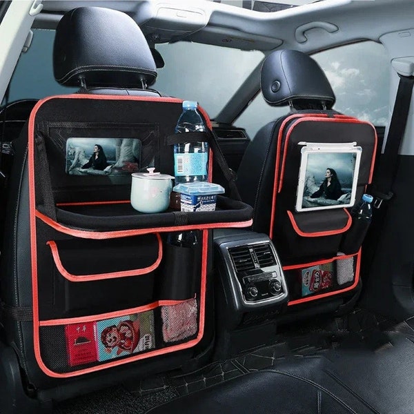 AutoMate Pro: Universal Car Seat Organizer with Tablet Tray & Multi-Pocket Storage