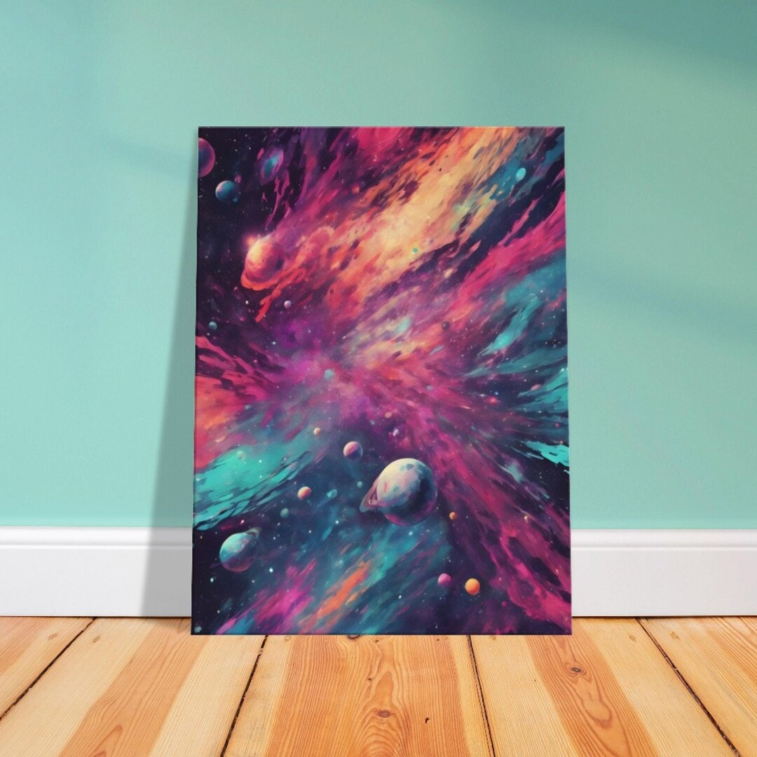 Colourful Cosmic Canvas Wall Art Galaxy Space Vibrant Colours Planets ...