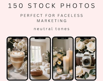 Neutral Faceless Stock Photo Bundle | Work from Home | Mom | 150 Neutral Lifestyle Images | Content Library | Digital Marketing | Canva