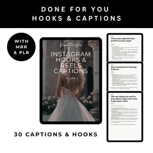 Instagram Hooks and Reels with Master Resell Rights | MRR | PLR | Done for you | Grow your Instagram | Social Media Hooks and Captions