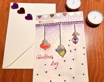 Handgemachte Postkarte zum Valentinstag handgemachte Postkarte