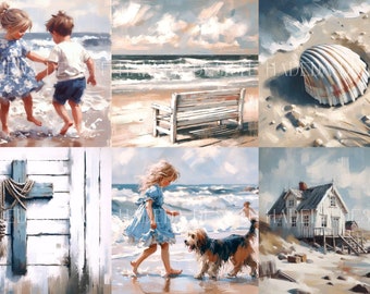 Beach Art Block Digital Designs for Sublimation and Digital Printing up to 1 metre x 1 metre.
