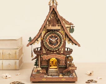 DIY 3D Wooden Cuckoo Clock – Functional Puzzle with Hourly Chime | Mechanical Model Kit for Adults | Vintage Home Decor