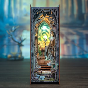 Book Nook: Magisches Portal - 3D Miniatur-Buchstützenpuzzle aus Holz - HP Puzzle / DIY Puzzle Magische Welt Bücherregale Dekor