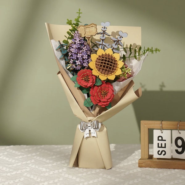 Bouquet of flowers - 3D wooden puzzle - DIY