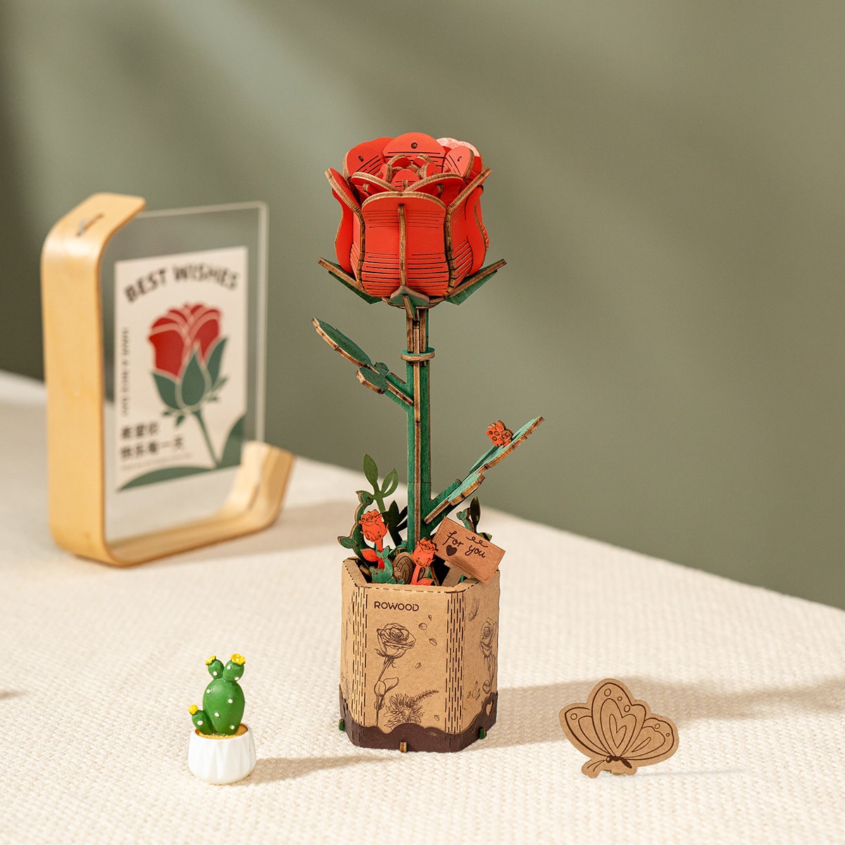 春と秋の花のコレクション - 3D木製パズル - DIY - ヴィンテージ装飾