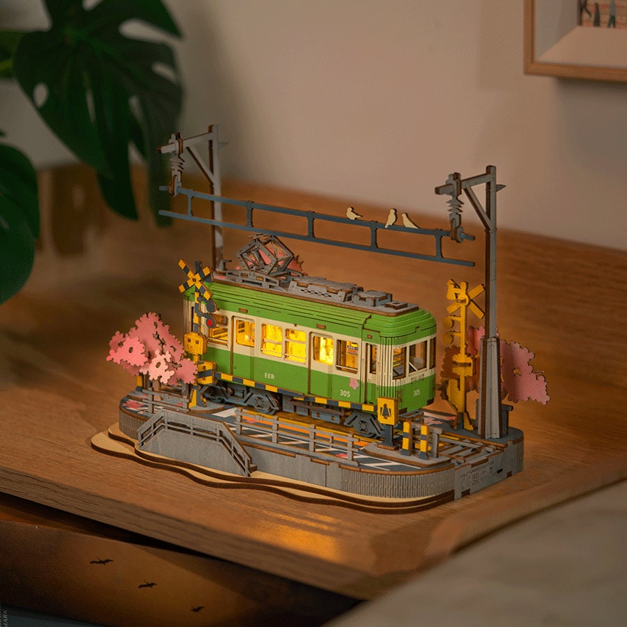 Wooden Puzzle: Sakura Train to Japan – 3D DIY Miniature With