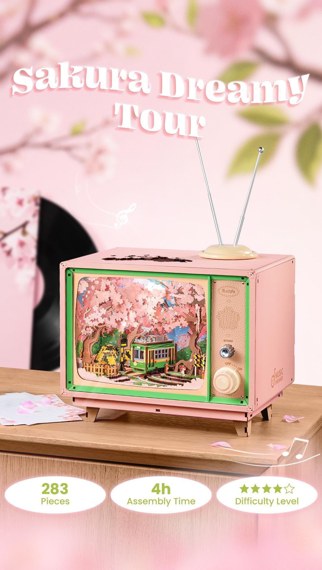Japanese-style Sakura Dreamy Tour Music Box – DIY Wooden Puzzle