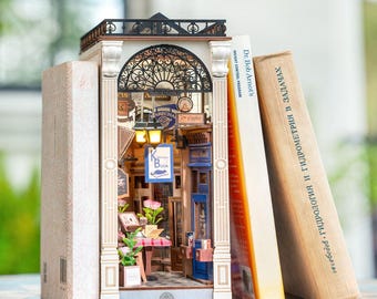 Book Nook: クラシックなコーヒーショップ - 棚用木製装飾ブックエンド