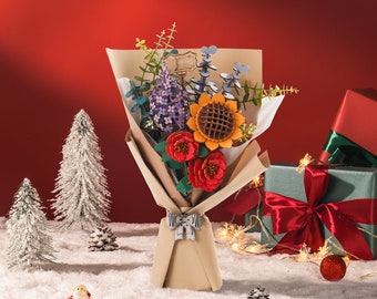 Wooden Flower Bouquet Valentine’s Day – DIY 3D Puzzle Kit – Handmade Wooden Floral Gift – Creative Home Decor for  & Special Occasions