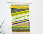 Woven wall hanging, living room decor, textile wall art, new home gift, handmade tapestry, modern tapestry, green tapestry, boho tapestry