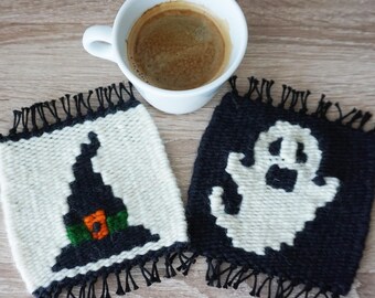 Set van 2 halloween-onderzetters, halloween-tafeldecor, halloween-moktapijt, moktapijtonderzetter, heksenachtbaan, spookachtige onderzetter, enge decoratie