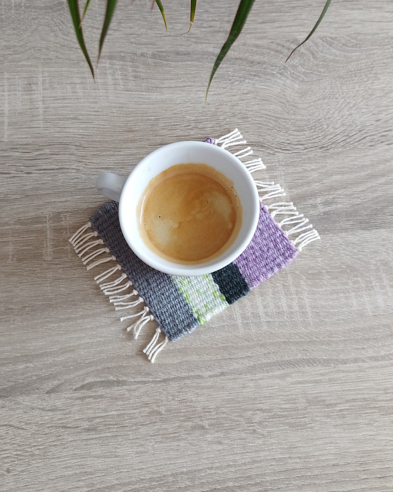 Mini Rug Coaster, Woven Coaster, Tea Lover Gift, Square Coaster for ...