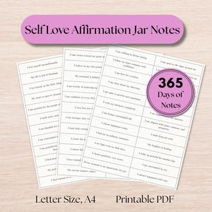 365 Daily Affirmations Jar Printable, Self-Love Quotes (Digital Download)