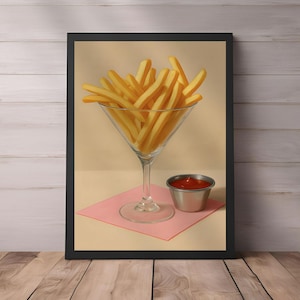 Martini Wall Art, French Fry Cocktail Wall Art, Digital Download Coastal Cowboy Wall Art, Pink Martini Bar Cart Prints