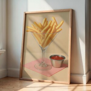 Sztuka ścienna Martini, sztuka ścienna French Fry Cocktail, cyfrowe pobieranie sztuki ściennej Coastal Cowboy, wydruki Pink Martini Bar Cart