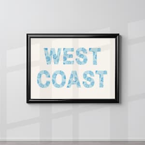 Impression d&#39;art coquillage bleu côte ouest : affiche côtière de l&#39;océan (téléchargement numérique)