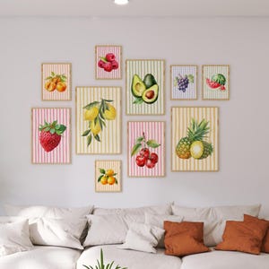 Set of 10 Martini Wall Art, Multi Pastel Cocktail Stripped Wall Art, Digital Download Coastal Cowboy Wall Art, Martini Bar Cart Prints