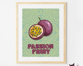 Passion Fruit, digital download, printable wall art, digital print, kitchen art, passion fruit poster, maracuya, passion fruit, fruit art