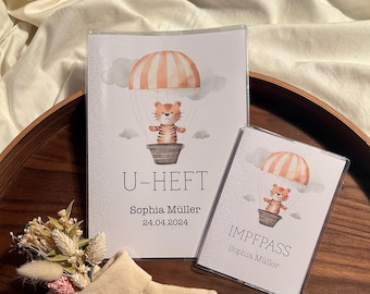 U-Heft Hülle & Impfpass, personalisiert, Geschenk zur Schwangerschaft oder Geburt, U-Heft Hülle mit Fach für Impfpass und Gesundheitskarte