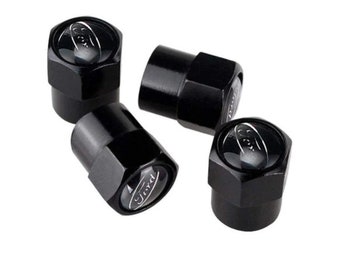 Ford Classic Dust Valve Caps Universal Fitting For all Cars and Bikes - Set of 4 in Black