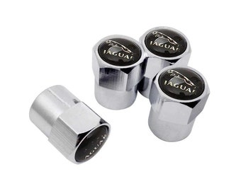 Jaguar Dust Valve Caps Universal Fitting For all Cars and Bikes - Set of 4 in Chrome