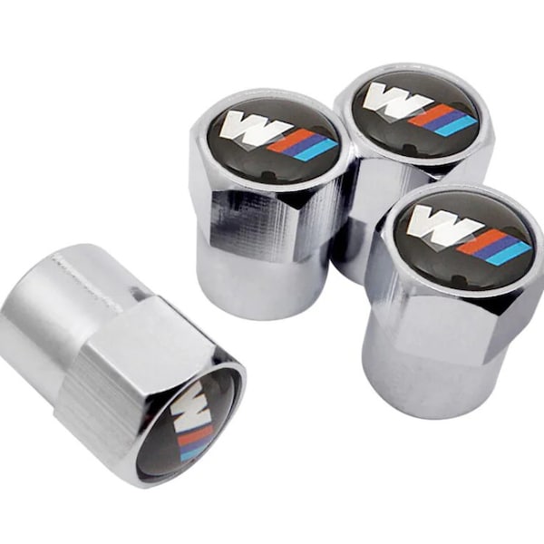 M-Sport Dust Valve Caps Universal Fitting For all Cars and Bikes - Set of 4 in Chrome