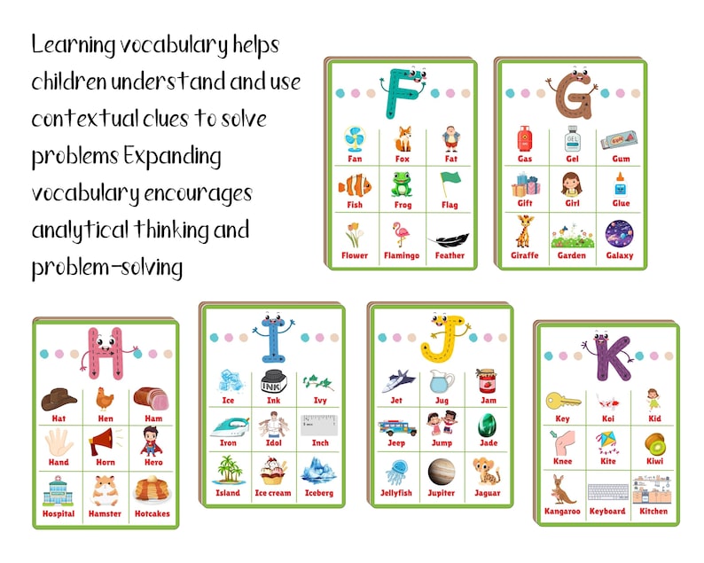 A to Z Vocabulary Learning Sheets Colorful Learning Materials Busy Book ...