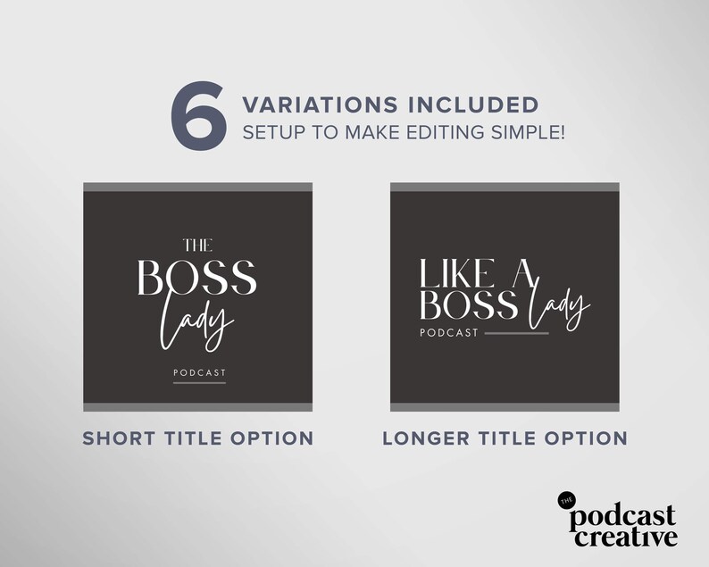 Podcast Logo Template | Podcast cover art | Podcast branding minimal black luxury boutique logo canva template | Podcast media diy logo boss image 7