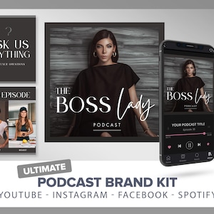 Podcast Branding Bundle Logo & Social Media Template | Podcast cover art | Podcast branding spotify facebook instagram youtube templates