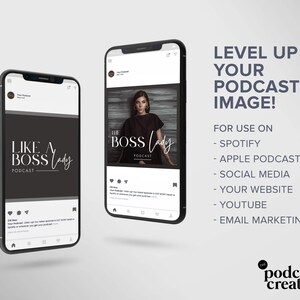 Podcast Logo Template | Podcast cover art | Podcast branding minimal black luxury boutique logo canva template | Podcast media diy logo boss image 5