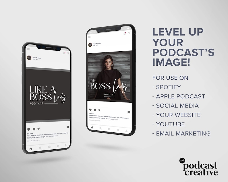 Podcast Logo Template | Podcast cover art | Podcast branding minimal black luxury boutique logo canva template | Podcast media diy logo boss image 5