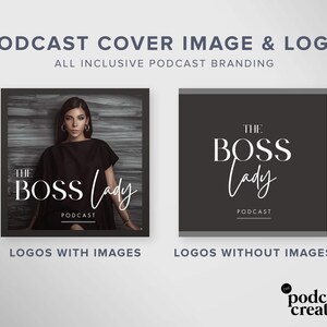 Podcast Logo Template | Podcast cover art | Podcast branding minimal black luxury boutique logo canva template | Podcast media diy logo boss image 3