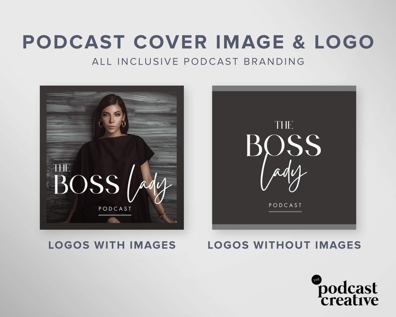 Podcast Logo Template | Podcast cover art | Podcast branding minimal black luxury boutique logo canva template | Podcast media diy logo boss image 3