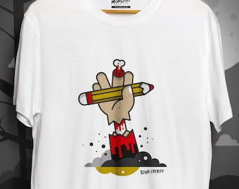 Monsters Collection T-shirt met "Star-Treker" graphics / Unisex katoenen T-shirt / Wit T-shirt met maten S -2XL