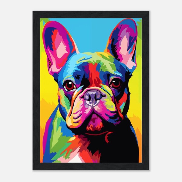 Prêt à accrocher - Poster Pop - Bouledogue Français - Décoration murale minimaliste