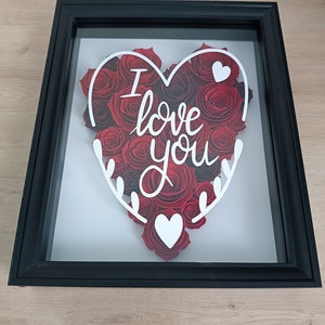 Cadre coeur rose en papier cartonné i love you