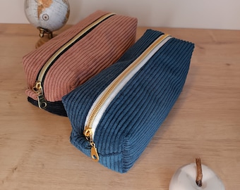 Square corduroy pencil case