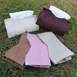 Faux Leather Tissue Box Cover