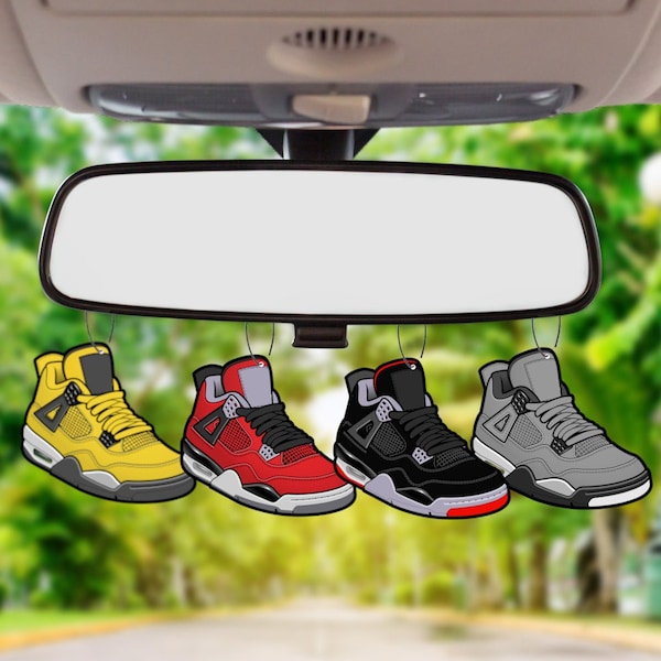 Ambientadores para coche Sneaker, paquete de 4, aromas AJ4: bayas frescas, limón, hielo negro, coche nuevo, decoración del coche, regalo Sneakerhead para hombres y mujeres