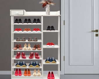 Estante para zapatos de madera de 8 niveles, estante para almacenamiento de zapatos