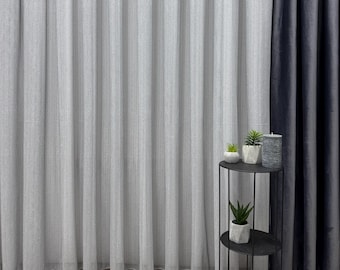 Cortina de jacquard lisa, transparente, en zigzag y con pesas: elegante tratamiento para ventanas