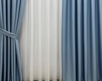 Cortinas opacas sencillas: cortinas opacas lisas de primera calidad, decoración que bloquea la luz