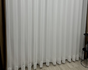 Cortina de bambú transparente con base bordada: elegante decoración para ventanas