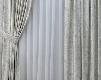 Cortinas de terciopelo liso con efecto mármol: calidad turca de primera calidad con elegantes ojales.