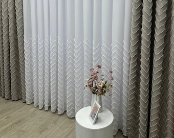 Tul de lino con bordado "Escandinavia", tratamiento de ventana personalizado