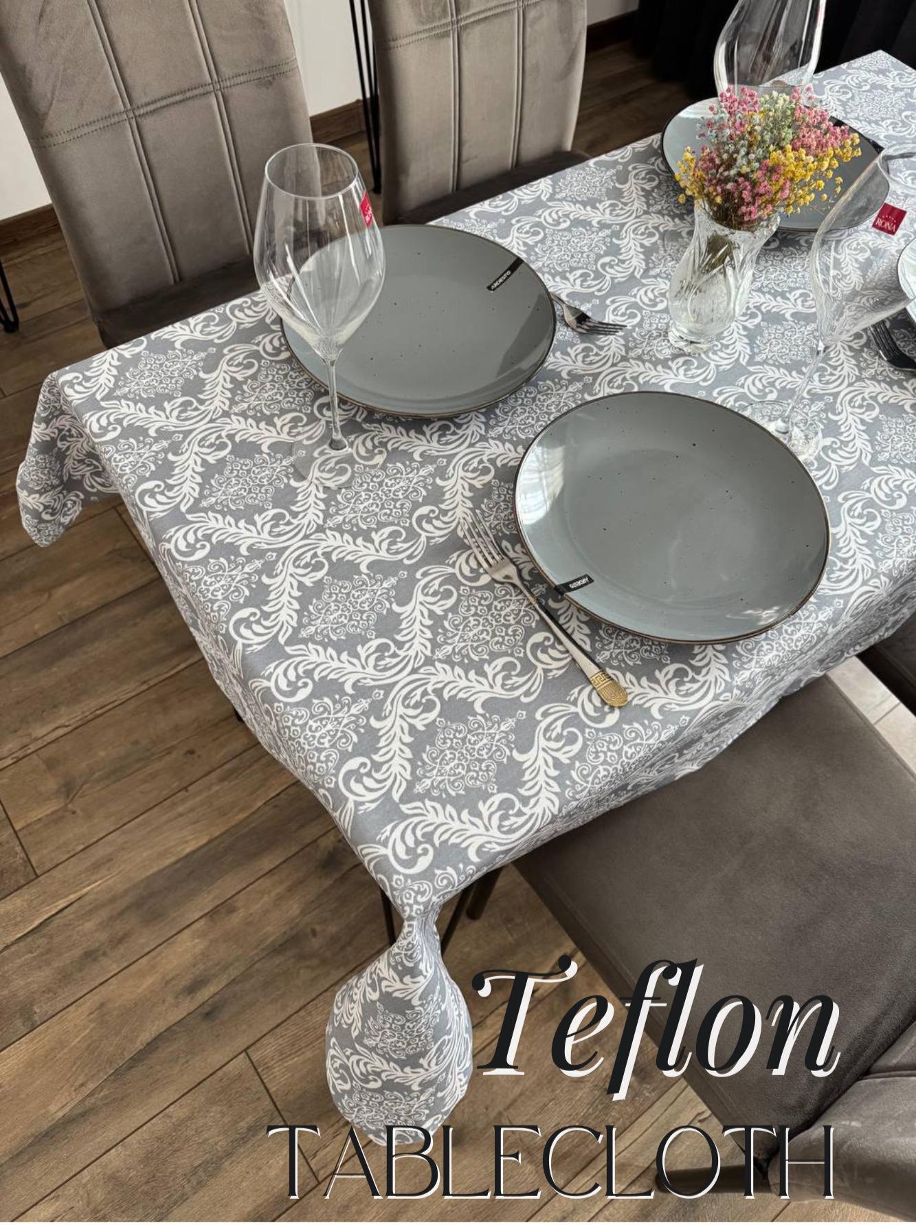 Guxxuil Round Fitted Tablecloth - Atomic Mid-Century Pattern, Waterproof Oilcloth For 40-44" Tables - View #2