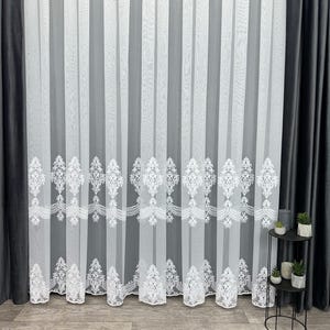 Custom Sheer Curtain Pair, Trendy Color, Living Room Decor, Sheer Curtain Set, Personalized Curtain, Delicate Embroidered Lace