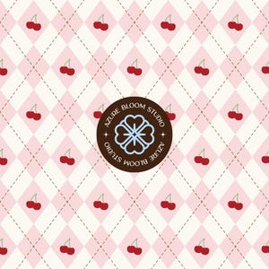 Rosa körsbärs-argylemönster: Flickigt scrapbookpapper (digital nedladdning)