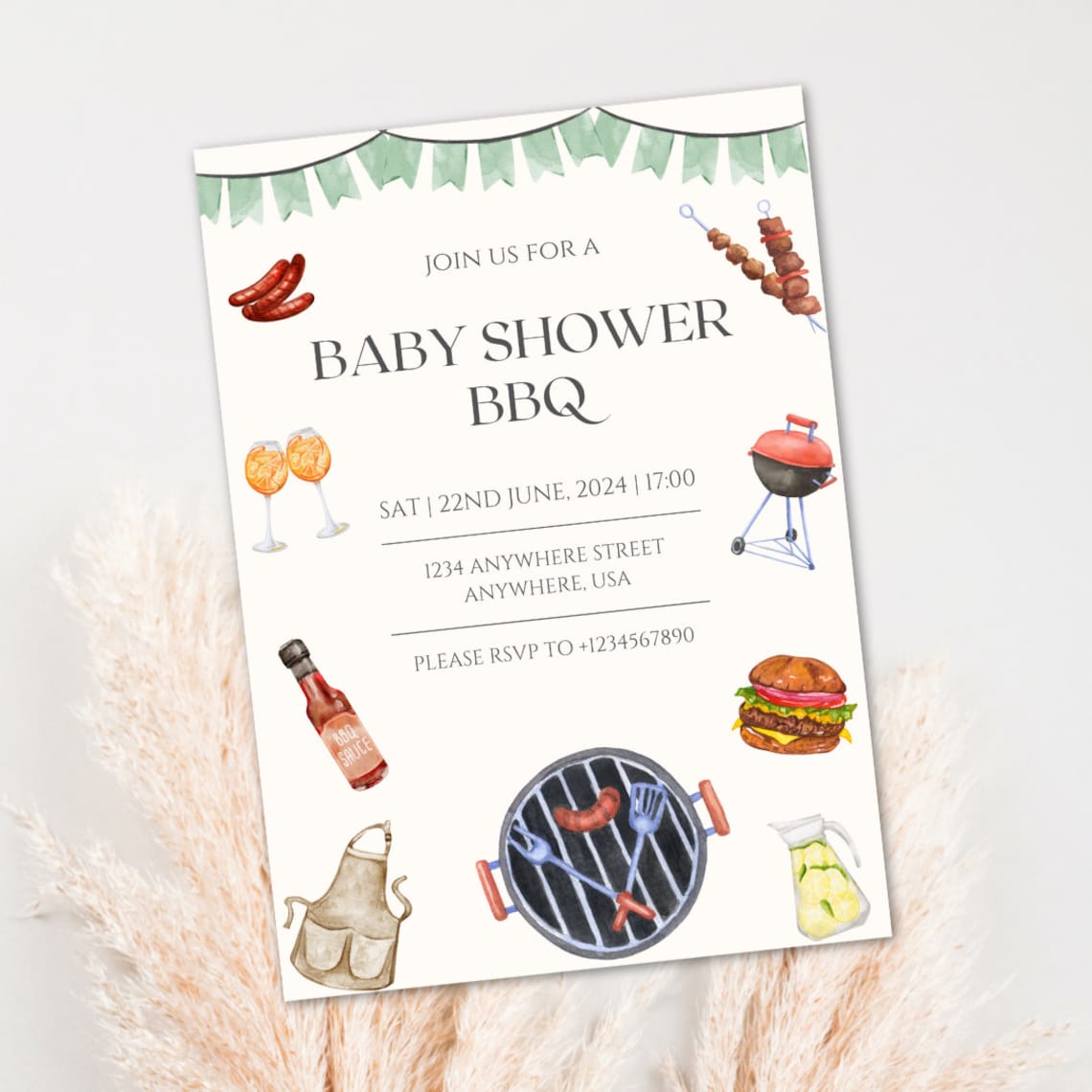 BBQ Baby Shower Invitation Backyard Shower Invite Couples Baby Shower ...